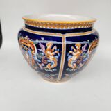 Earthenware cache pot from Gien, Renaissance model, 20th century.