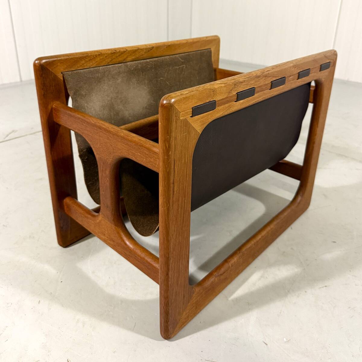 Salin Møbler teak & leather magazine holder Denmark 1960’s