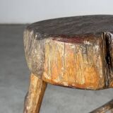 Late 19th Century Rustic Alpine Stool from Valle d'Aosta, Italy