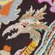 Original French hand-embroidered textile – Griffin & floral design – c.1930–1940