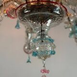 Rezzonico Venetian chandelier in multicolored Murano glass, 12 light arms, circa 1900