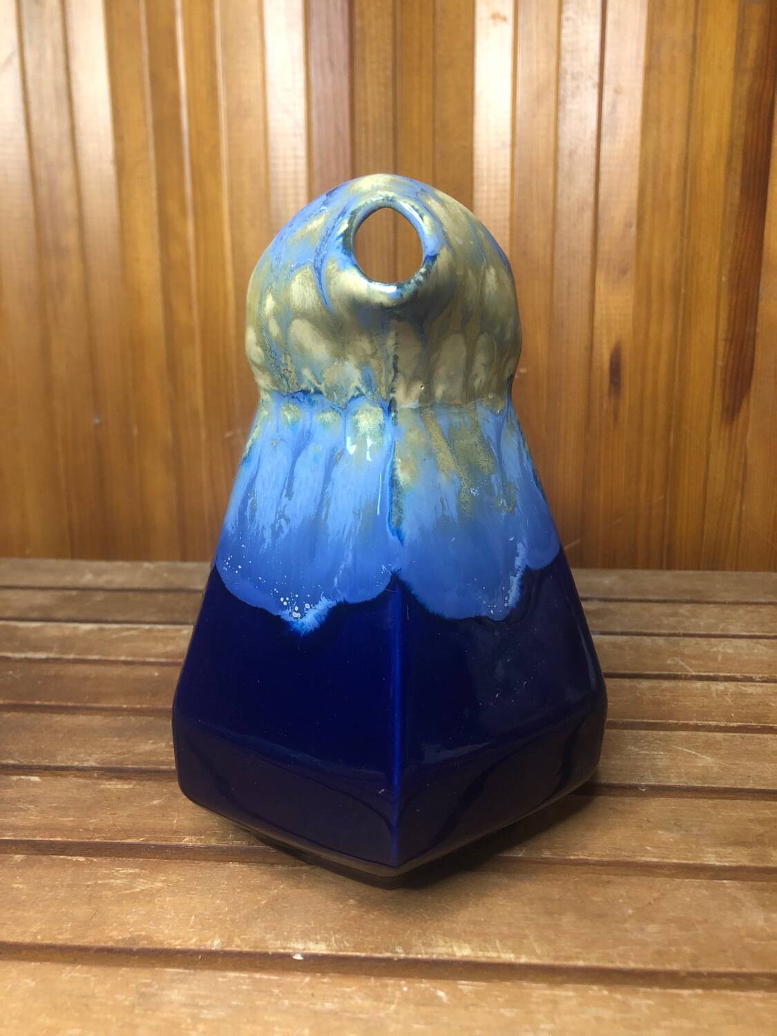 Old vintage blue ceramic pitcher