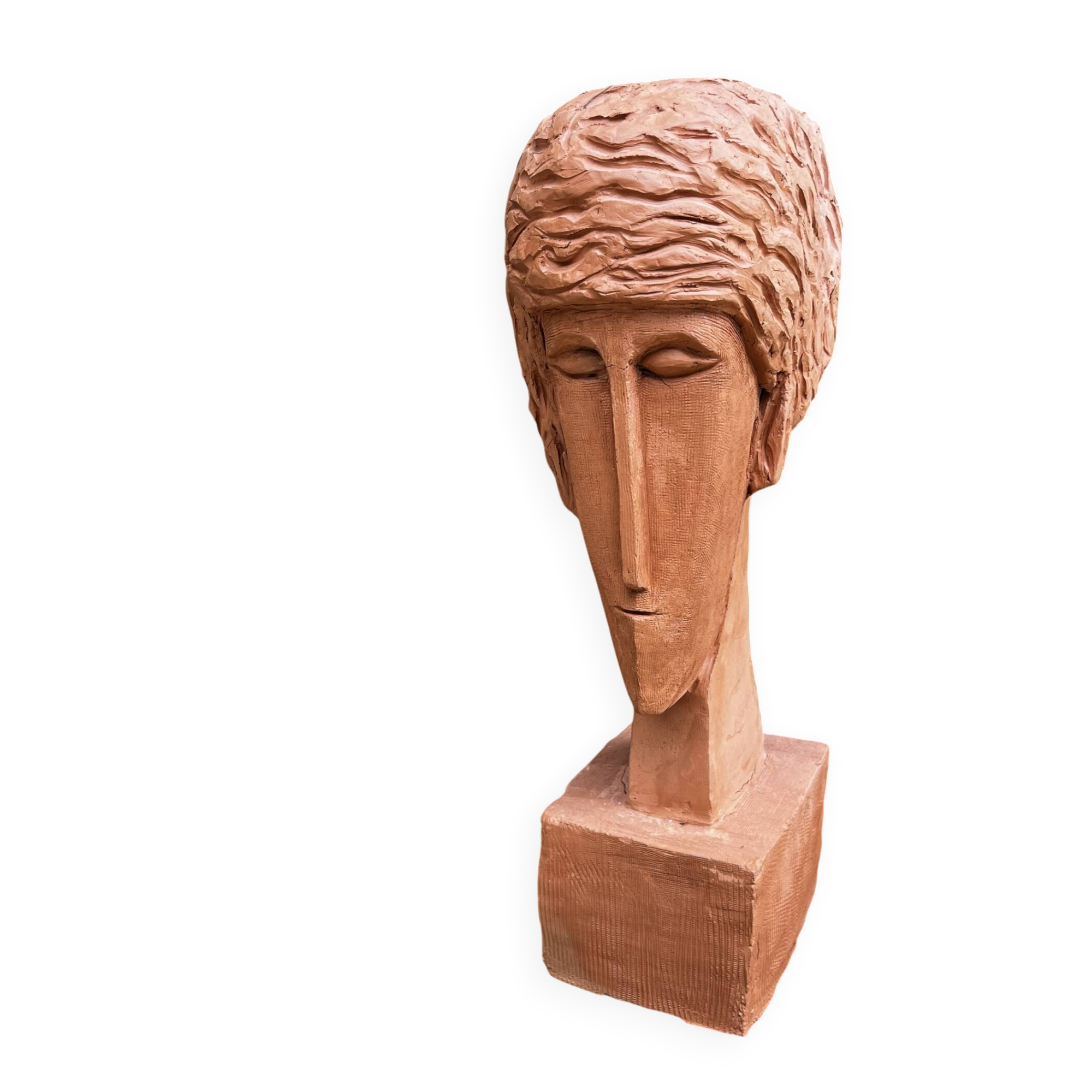 Buste de femme en terre cuite