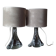 Pair of table lamps - Twisted transparent glass bases from the 1950s - Hemp shades
