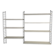 Vintage Nisse Strinning wall rack with 7 white shelves