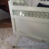 Vintage cot in wood and rattan