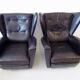 Howard Keith pair of black leather armchairs for HK Furniture