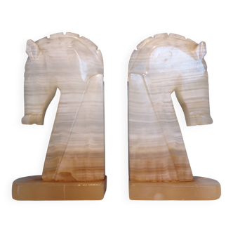 Pair of onyx horse bookends