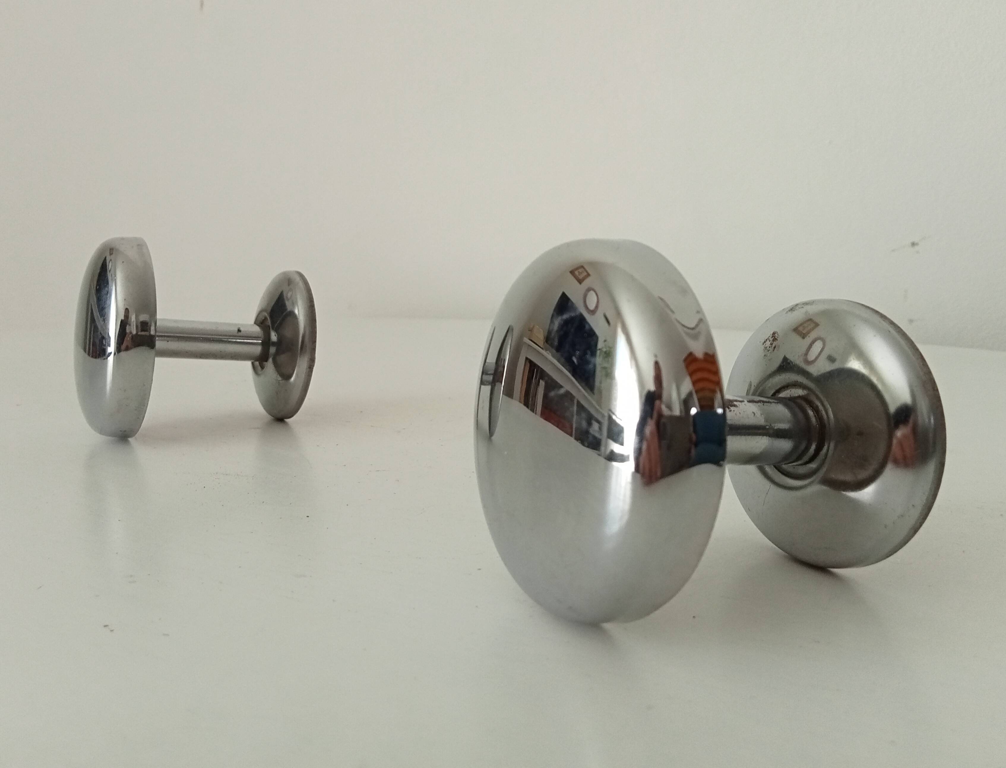 Pair of vintage chrome coat hooks from the 70s