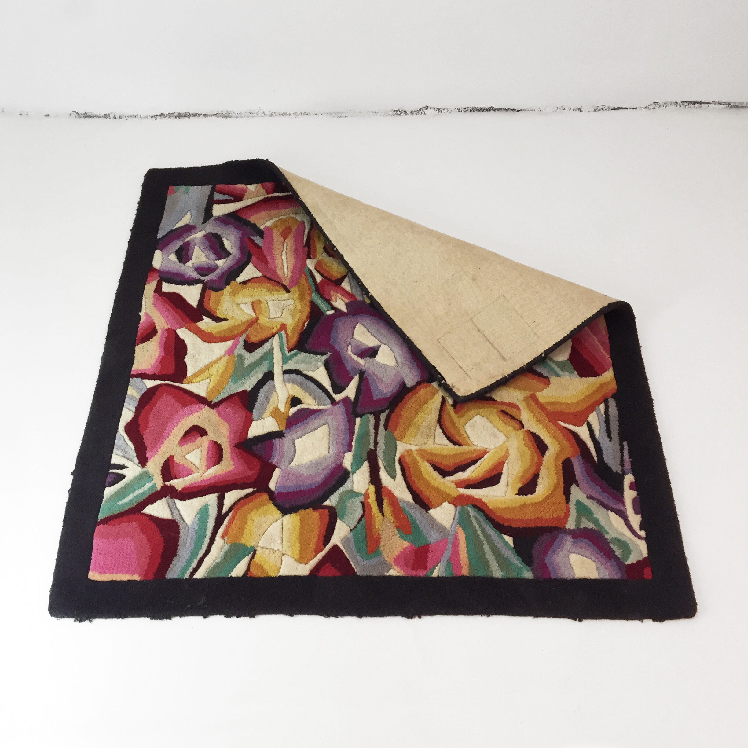 Vintage missoni square flowers rug carpet floor  130x130cm
