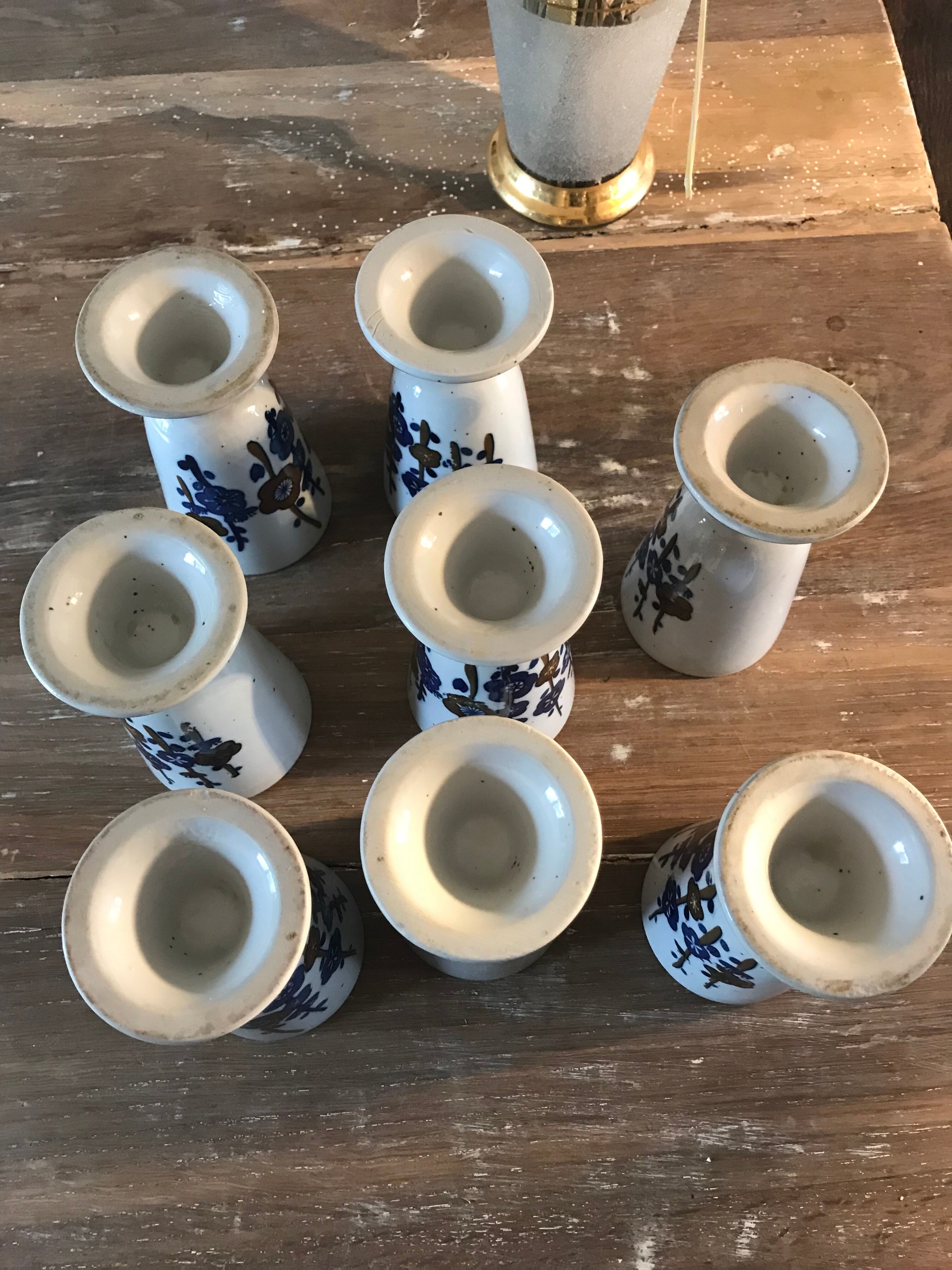 8 mazagrans in glazed stoneware 70s