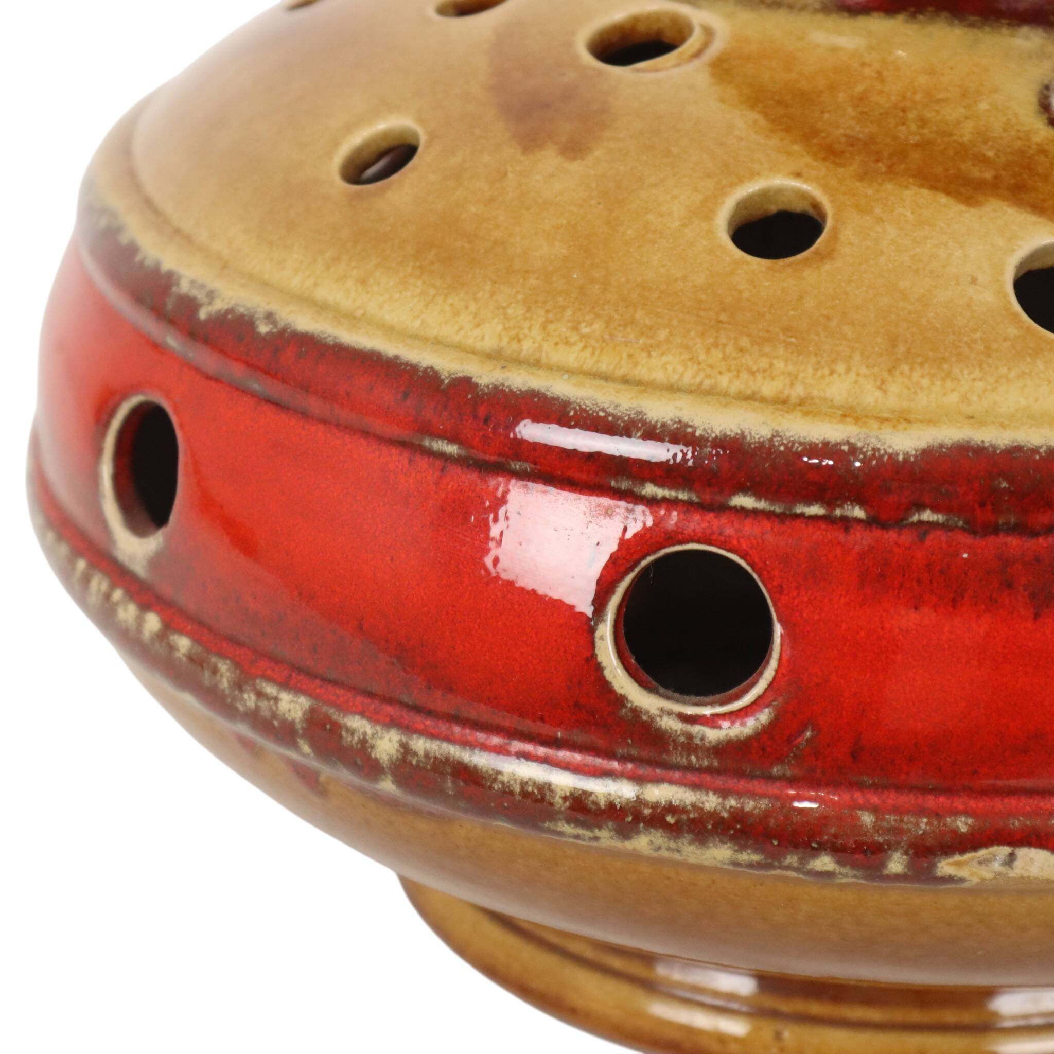 Large Red and Yellow Ceramic Lamp Base, Kil, Scandinavia, 51 cm