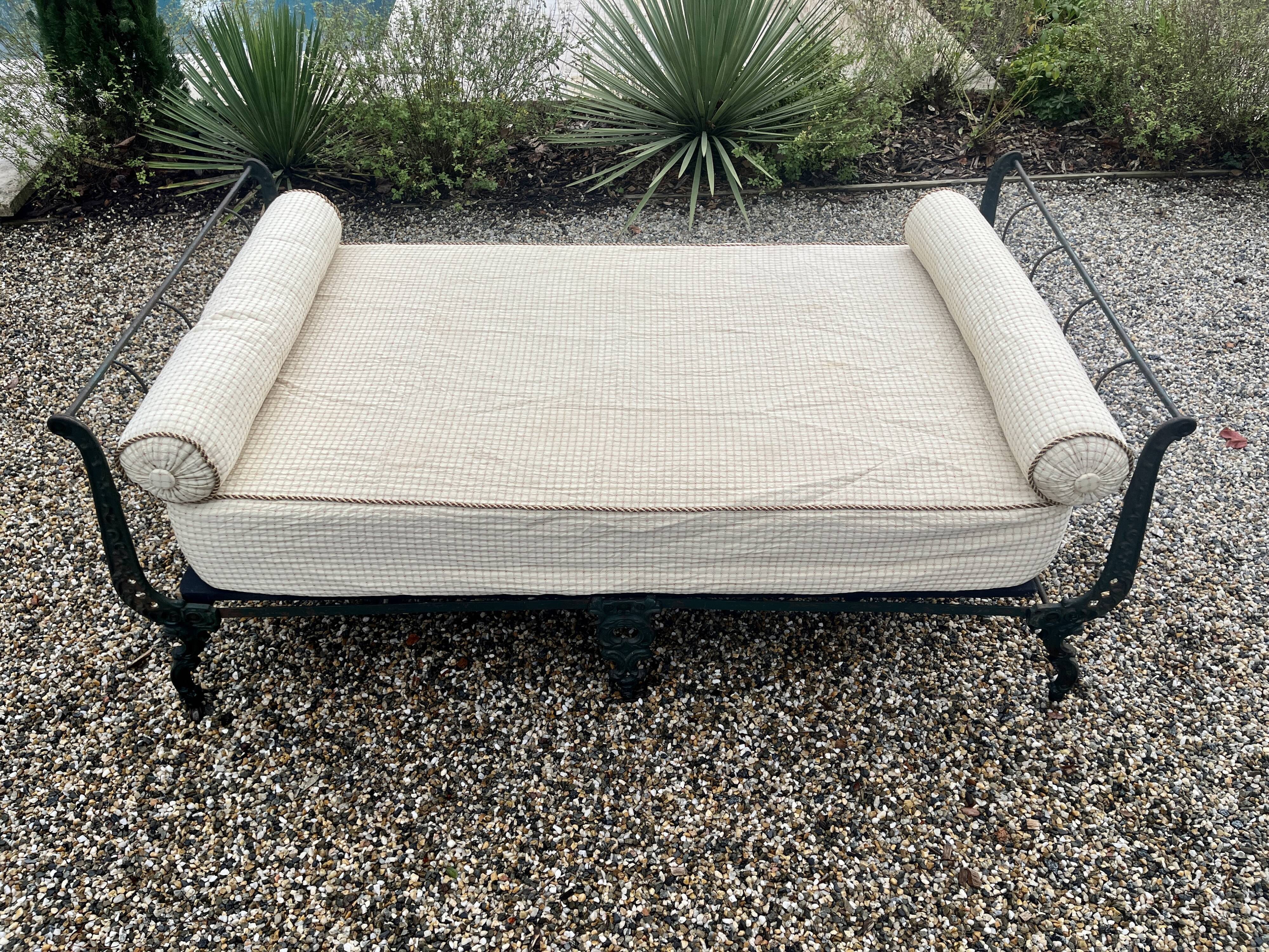 19th century French folding iron daybed