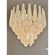 Mid-Century Modern “Conchiglie” Murano Glass Gold Chandelier