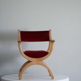 Henning Kjærnulf, Oak and velvet armchair, Model "Kurul", Mid-century, 1960s