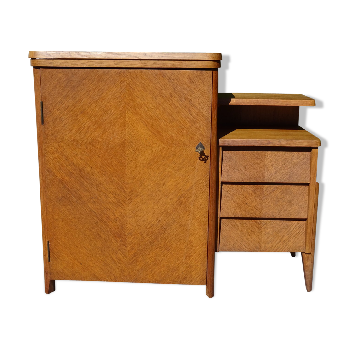 Asymmetrical oak dresser buffet