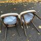 6 vintage Scandinavian chairs in solid wood and beige leather, circa 1960