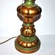 Vintage lamp foot gilded and green in carved turned wood