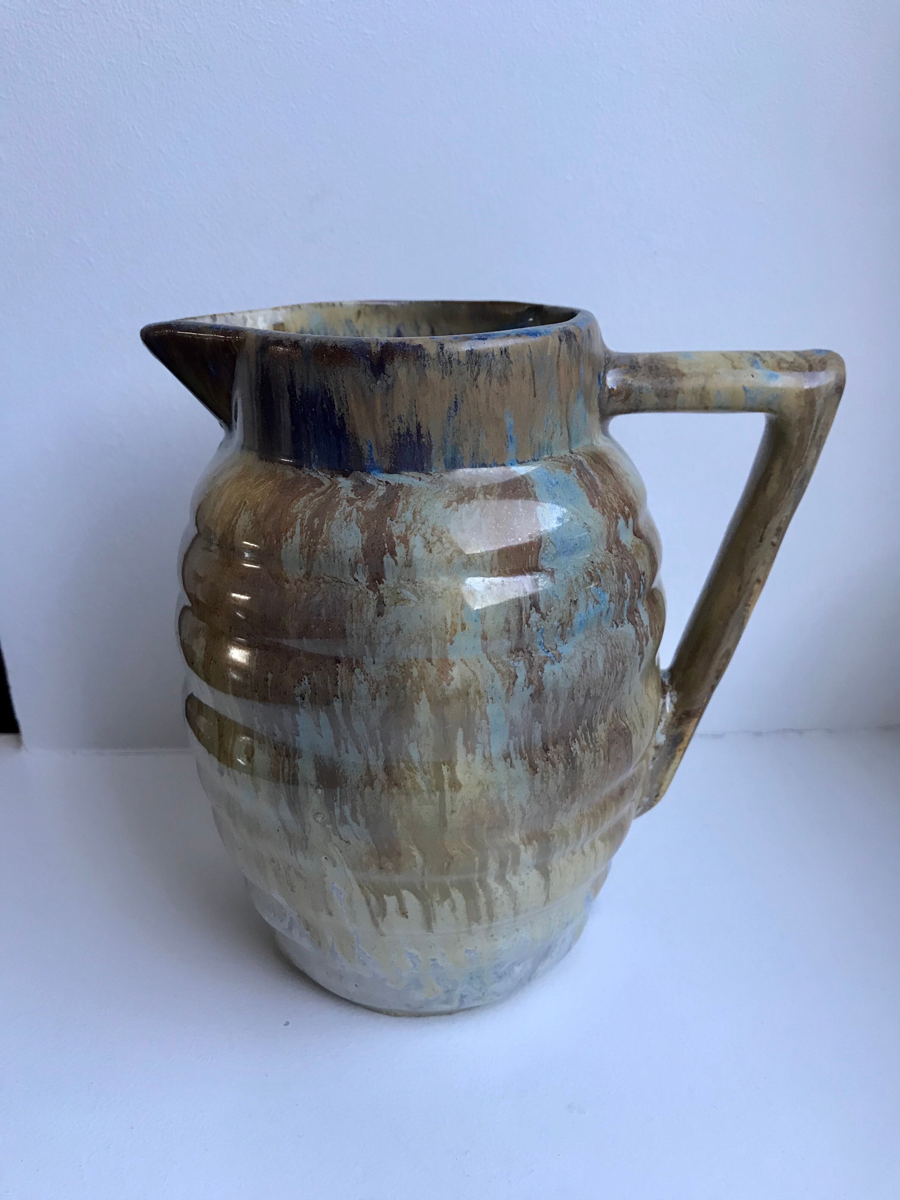 Ceramic pitcher / glazed stoneware 70s