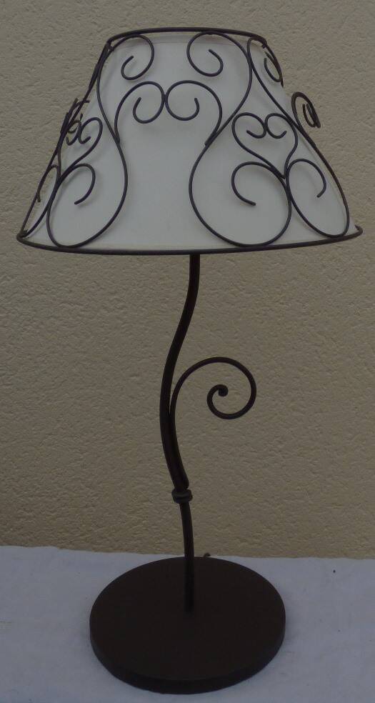 Lamp base and its wrought iron shade