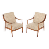 Fd144 Easy Chairs in Oak and Teak by Peter Hvidt & Orla Mølgaard-Nielsen for France & Daverkosen