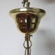 Victorian pendant light in marbled glass, beaded fringes and brass