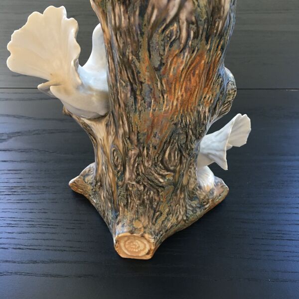 Vase 2 colombes en barbotine