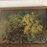 Scandinavian wooden tray with signed watercolor