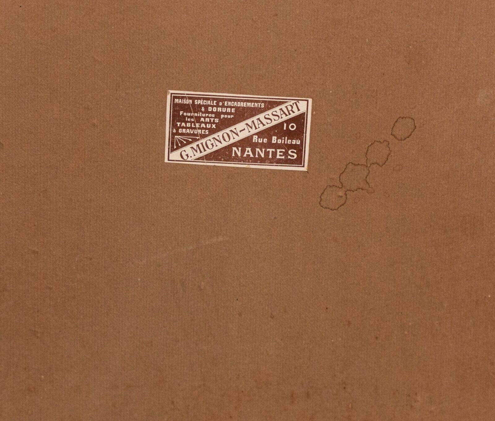 Engraving by René Pinard L'Ermitage in Nantes numbered natural wood frame