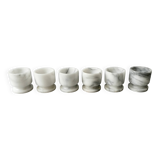 6 egg cups in white marble with gray veins, 1970s