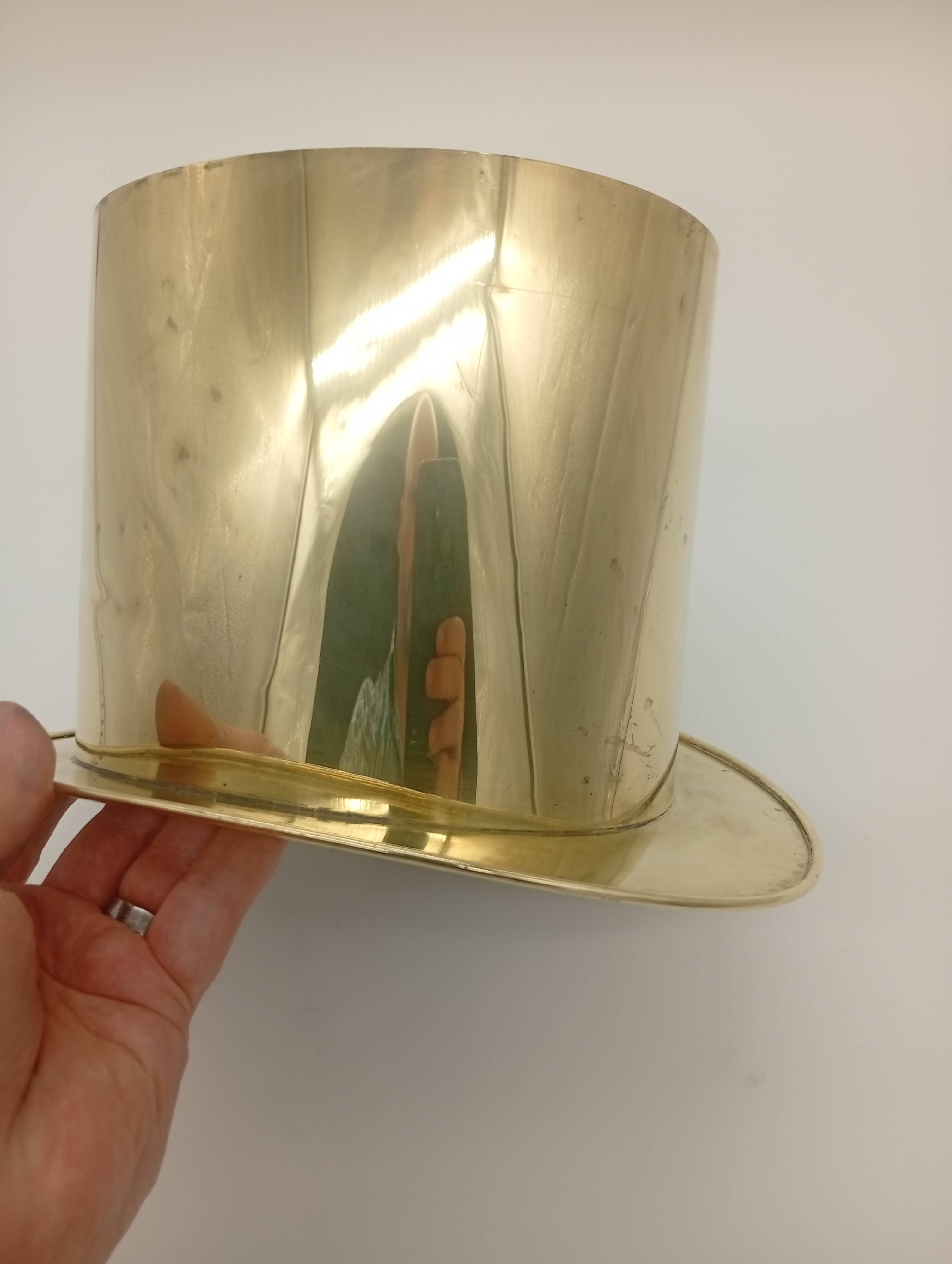 Ice Bucket Champagne Cooler Top Hat Vintage Brass
