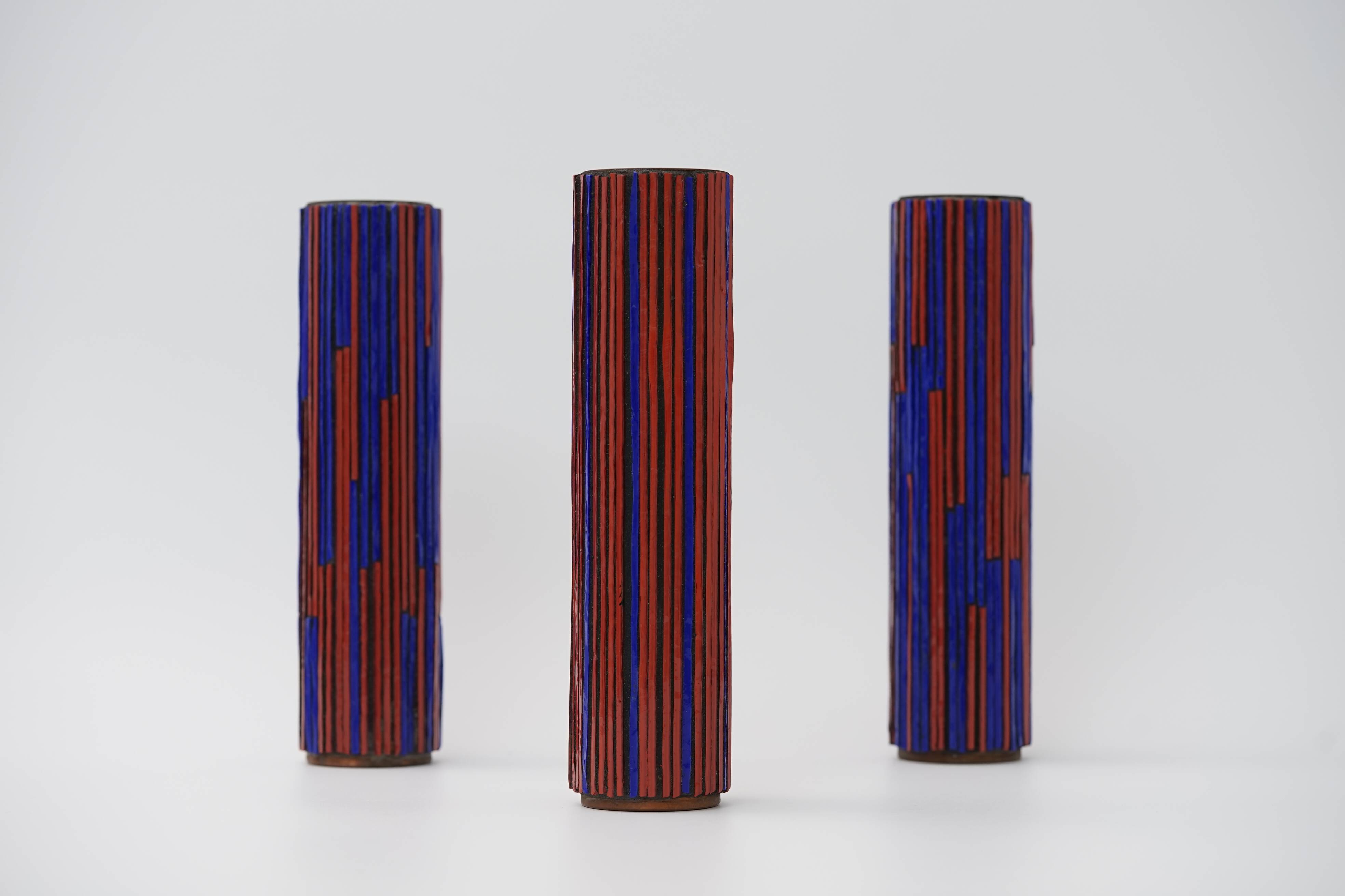 Pottery Mosaic Vases by W. Zimmermann for Ritter set of 3