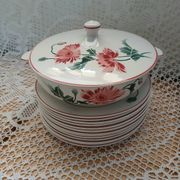 12 assiettes plates anciennes + soupière HBCM