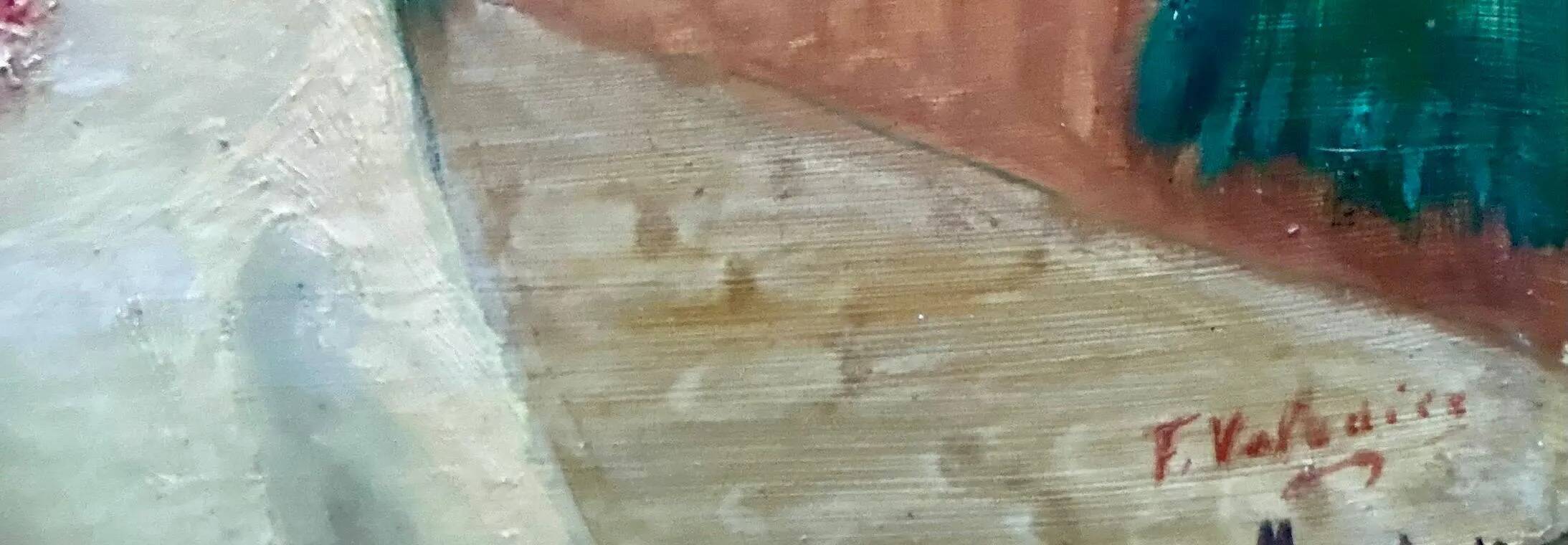 Vintage Signed Pink Floral Still Life Oil Painting