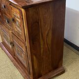 Solid acacia wood sideboard 4 doors, 2 drawers