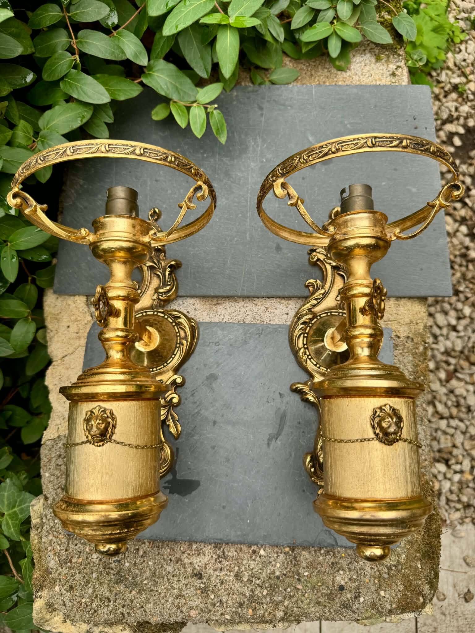 2 wall sconces in brass Empire style