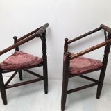 Pair of antique English triangular armchairs 1900s