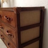 Commode  bois et cuir