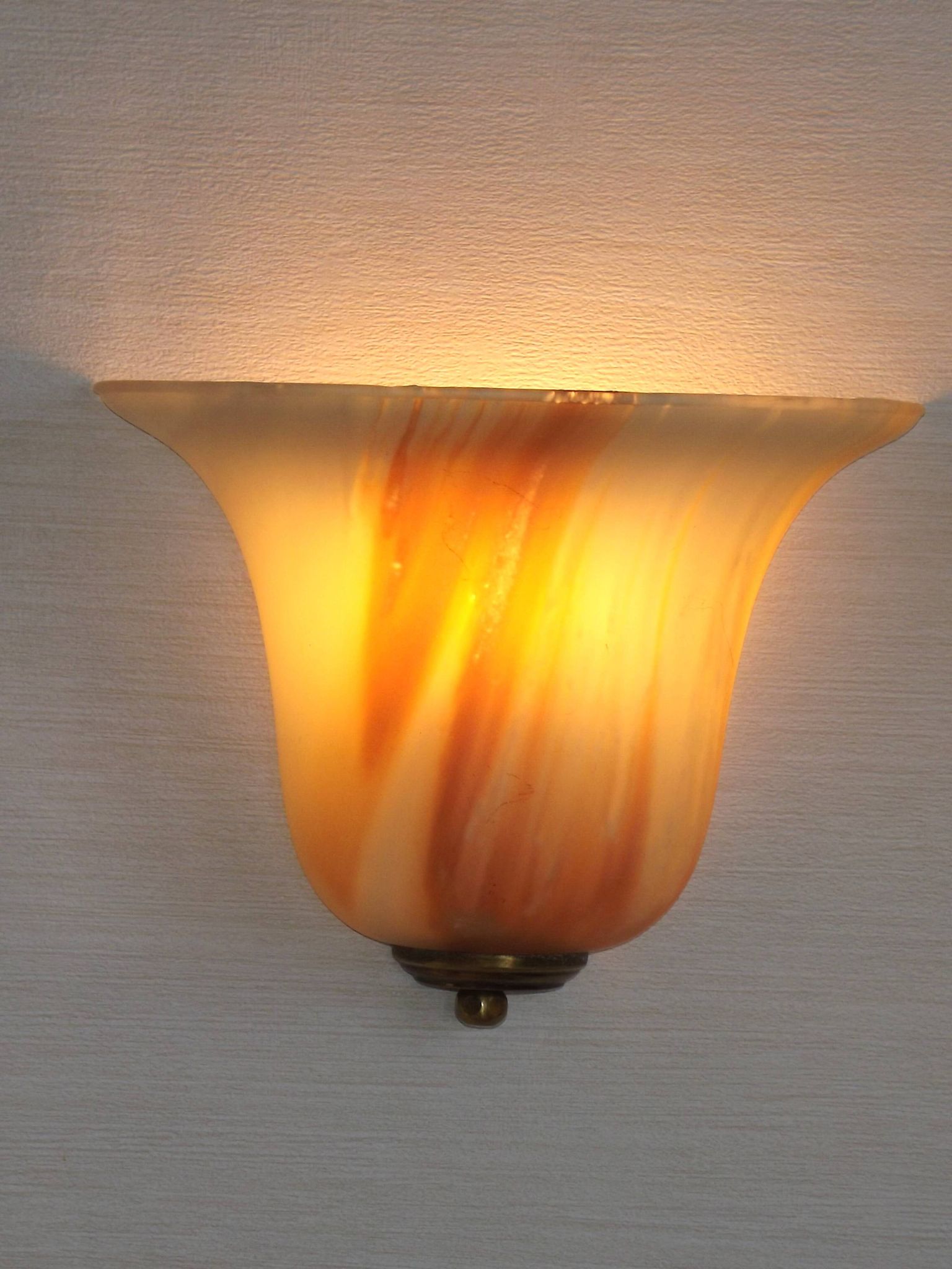 Vintage Pair Marinha Grande Swirl Art Glass Wall Sconces Made in Portugal
