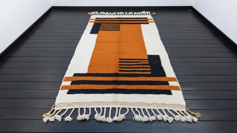 Tapis en laine pure fait main traditionnelle taille 150 x 250 cm