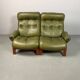 Supercomfy Scandinavian Rybo Rykken Olivegreen Leather 2-Seater Ry-Wing
