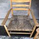 Fauteuils bois clair corde paille vintage Années 60