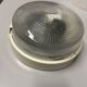 Suspension / Vintage ceiling light in prismatic glass and white base –