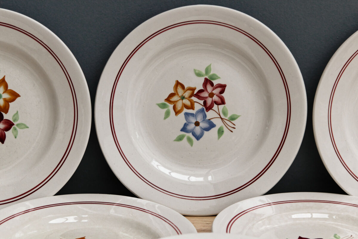 Lot of dessert plates in faience - Mill of Wolves - The Hive