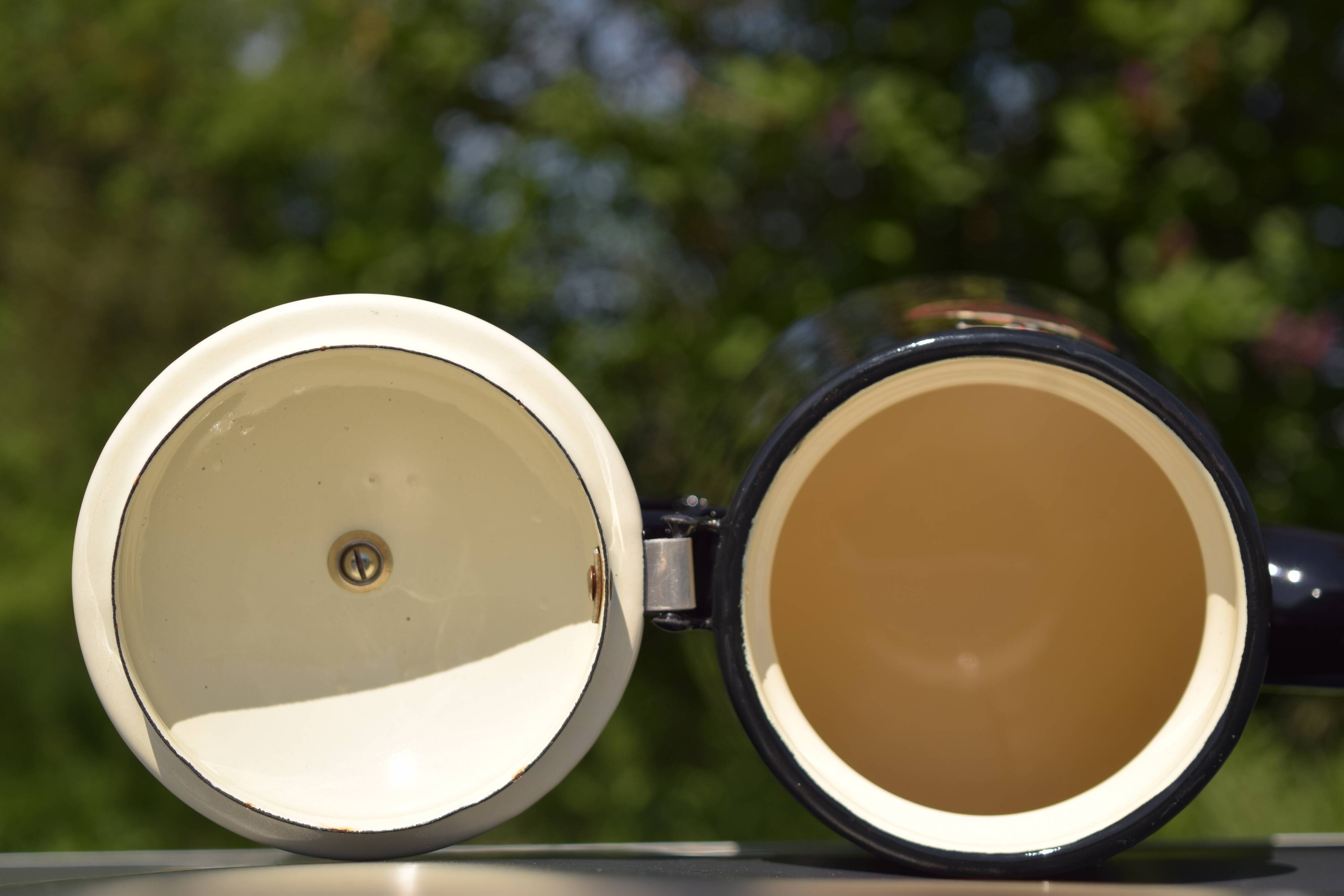 Old Menelit black enameled sheet metal coffee maker -1970