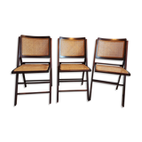 3 folding chairs with seat canning and backrest