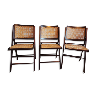 3 folding chairs with seat canning and backrest