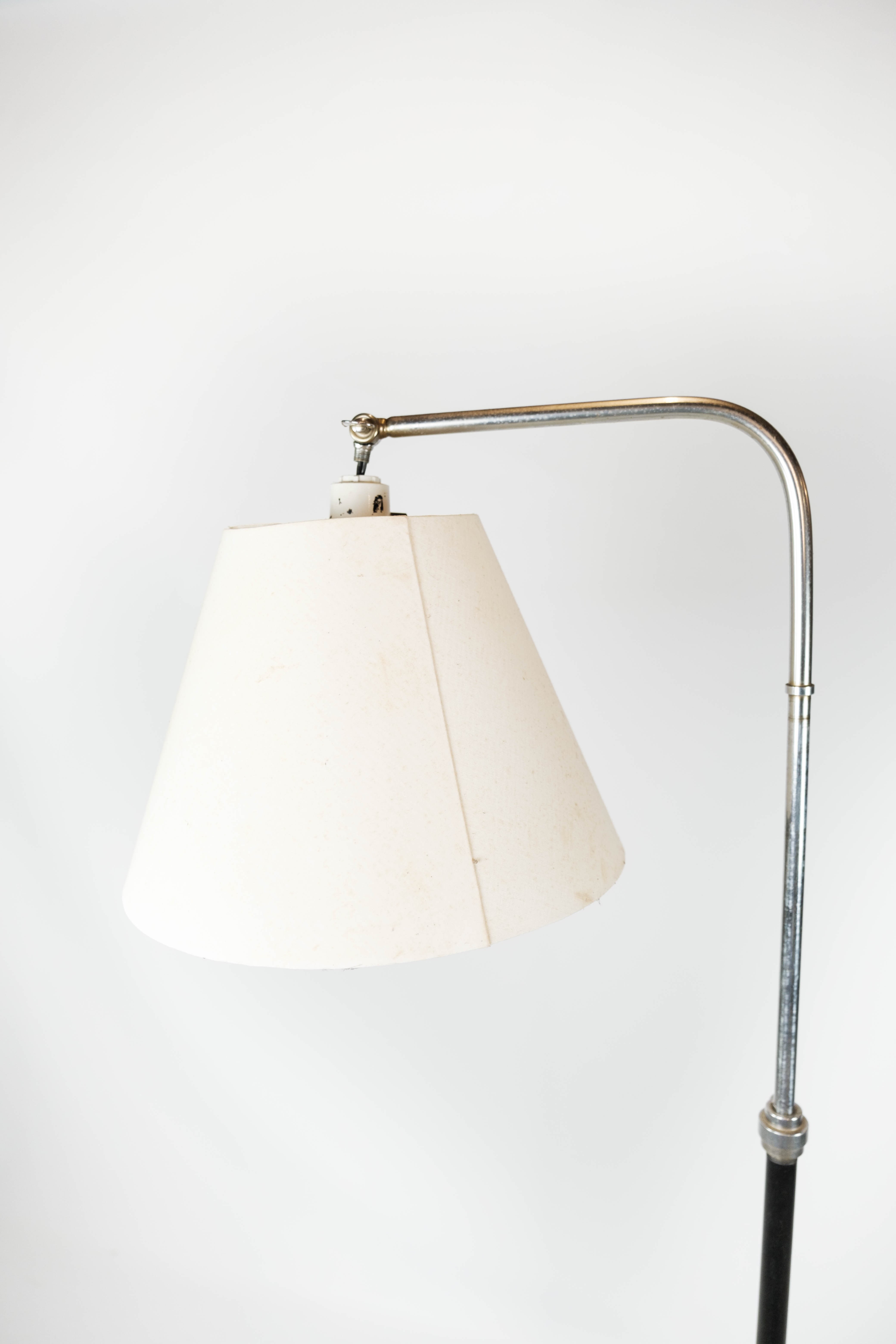 Floor lamp of chrome and black painted metal of Danish design, 1970s
