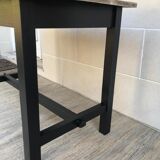 Old farm dining table, solid wood and black foot