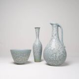 Mid-century modern three-piece ceramic set by Rörstrand, Gunnar Nylund, Sweden, 1950s.